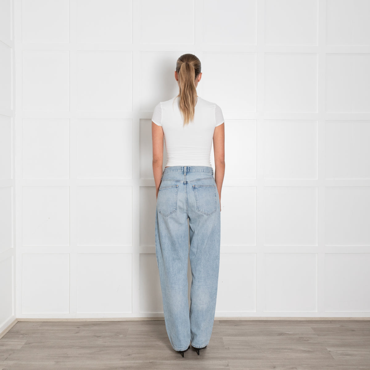 Agolde Pale Wash Criss Cross Jeans