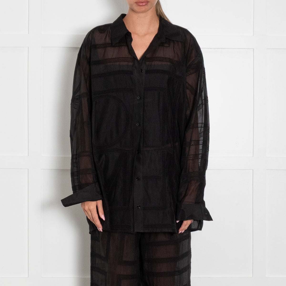 Toteme Classic Crochet Cotton & Silk Mix Shirt