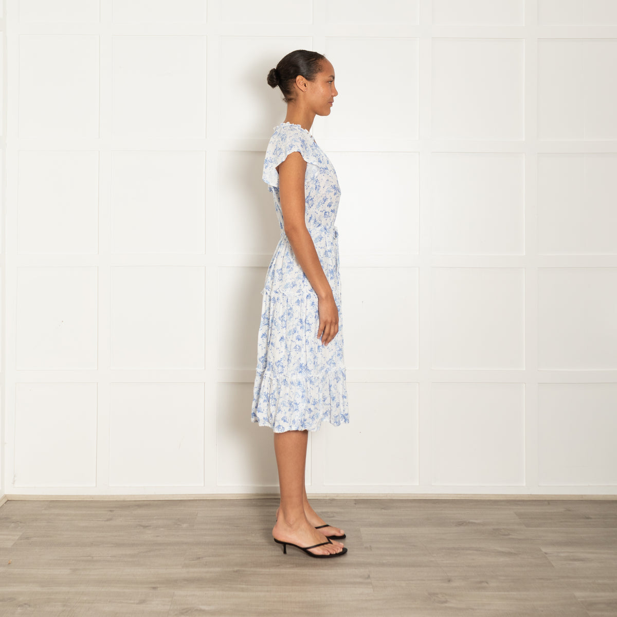 Rails Blue Print Cotton Short Sleeve Midi Dress