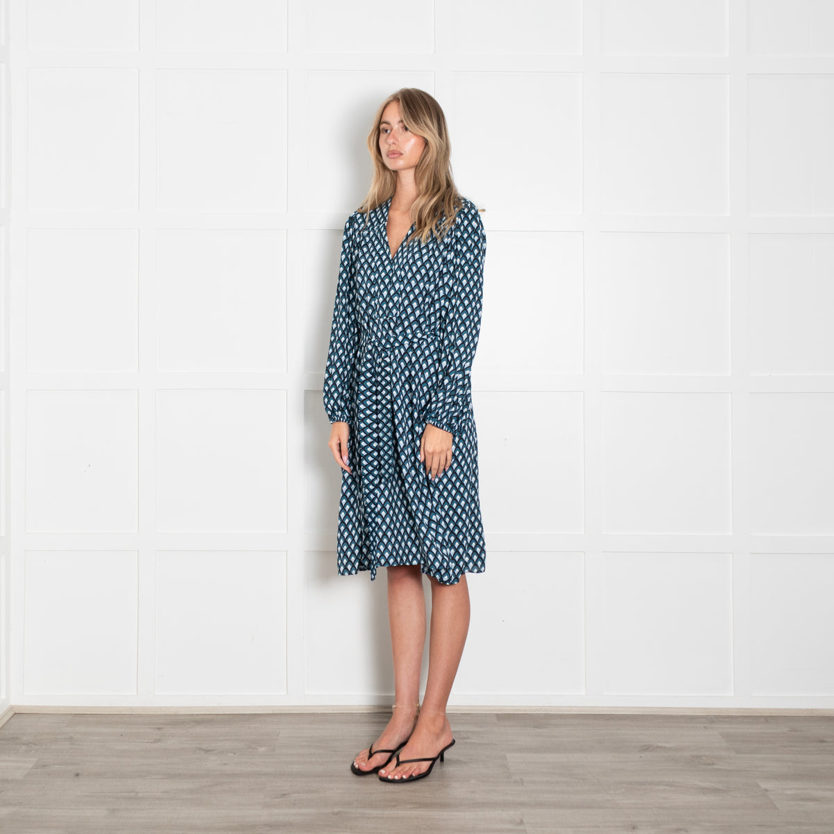 Weekend Max Mara Blue And Black Geometric Pattern Tunic Dress