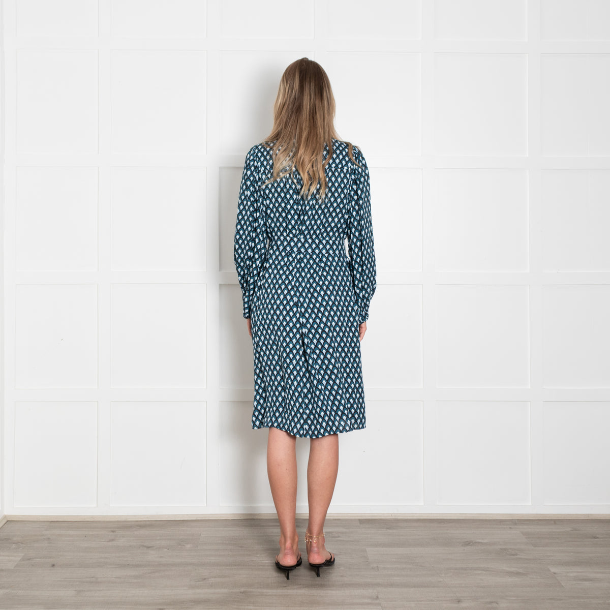 Weekend Max Mara Blue And Black Geometric Pattern Tunic Dress