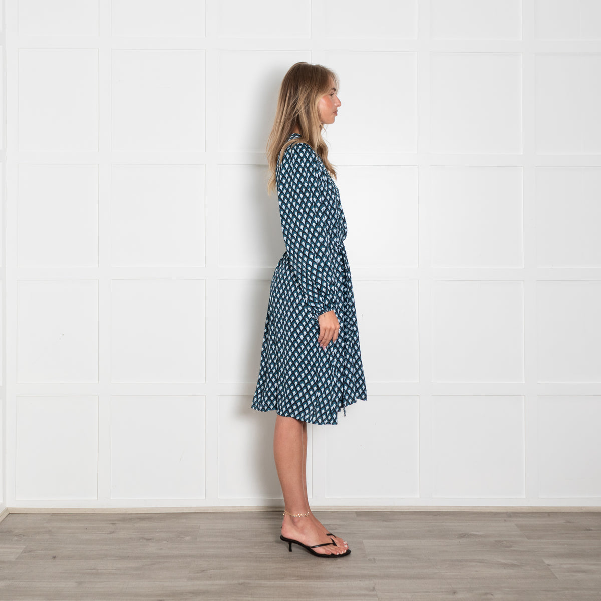 Weekend Max Mara Blue And Black Geometric Pattern Tunic Dress