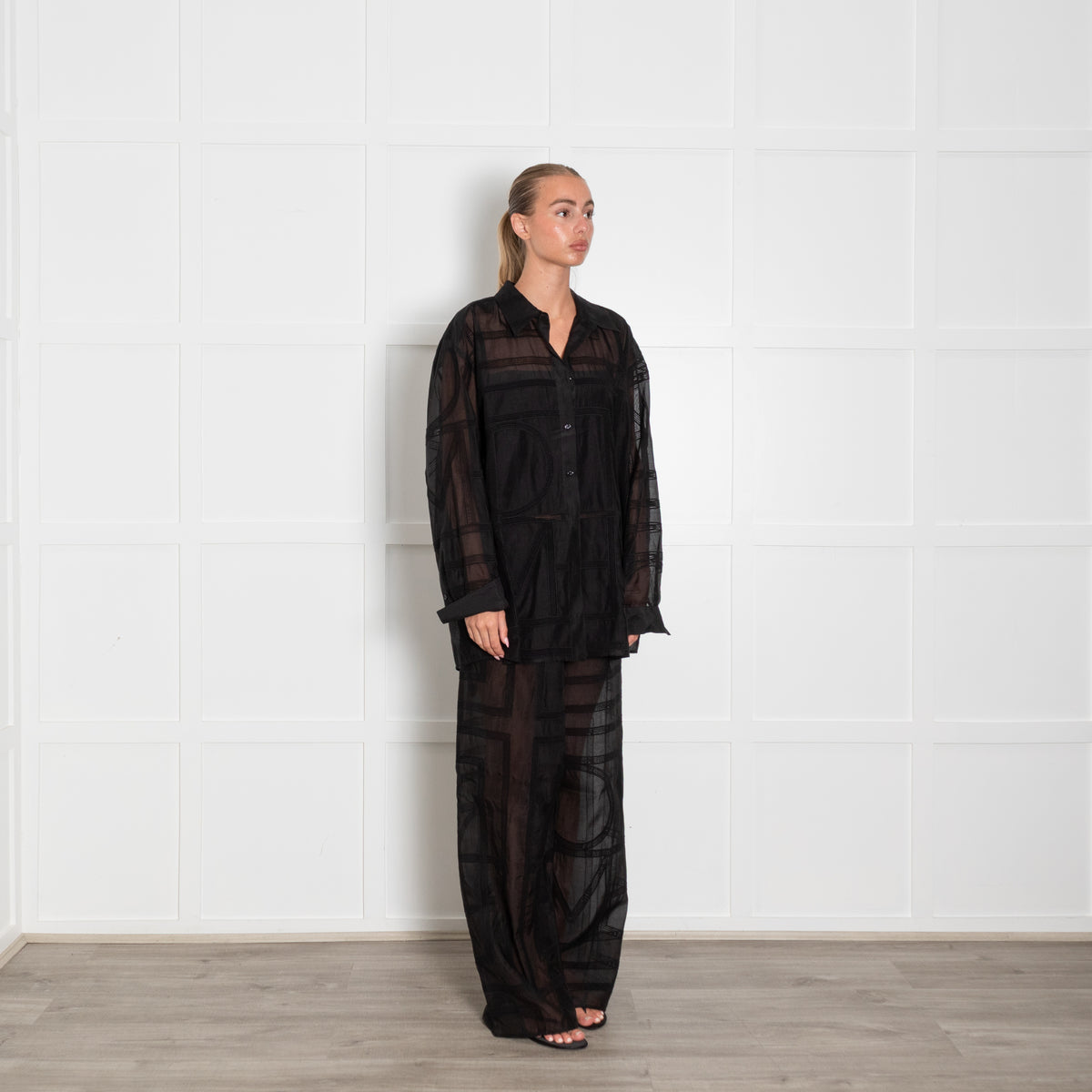Toteme Classic Crochet Cotton & Silk Mix Shirt