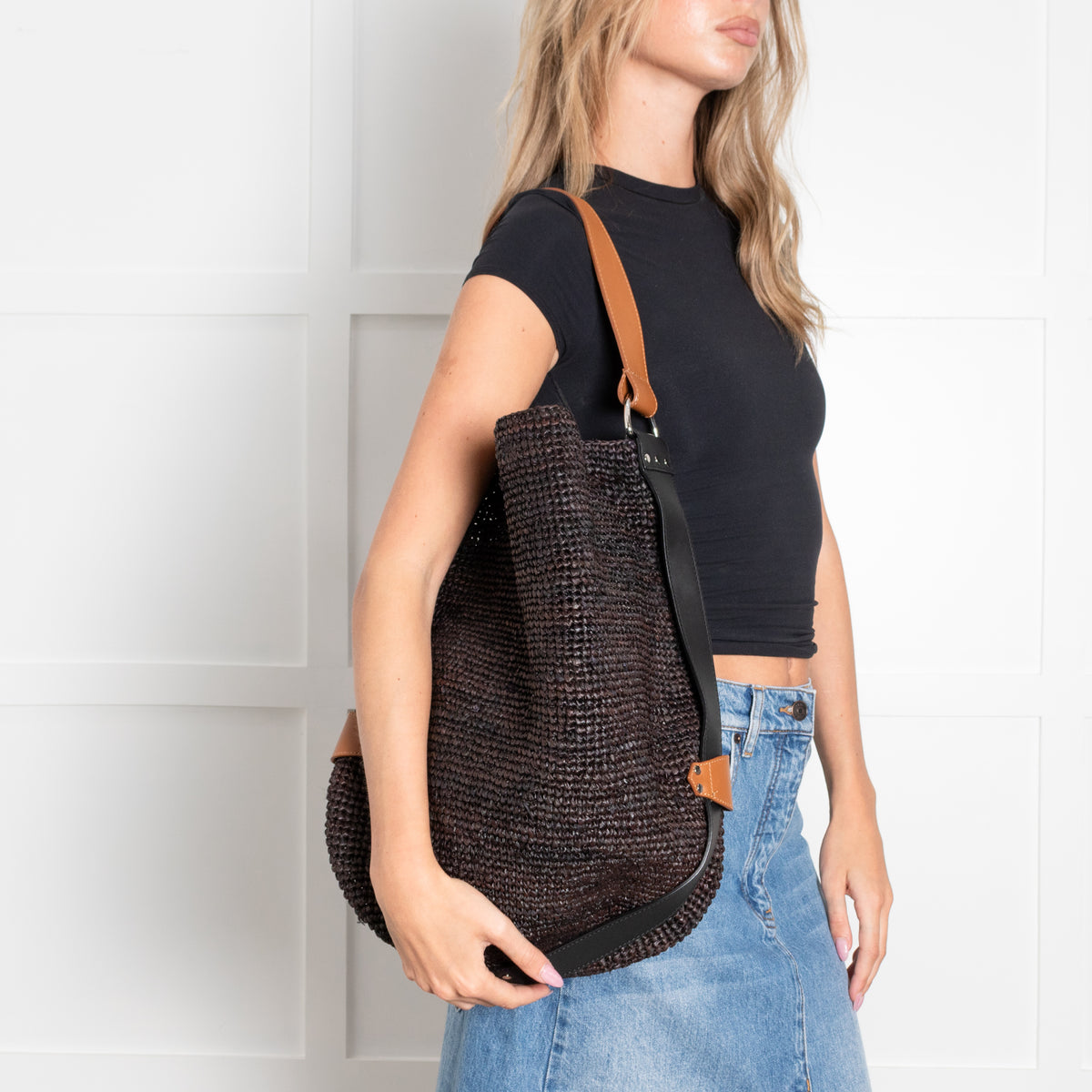 Isabel Marant Brown Raffia Bayia Bag