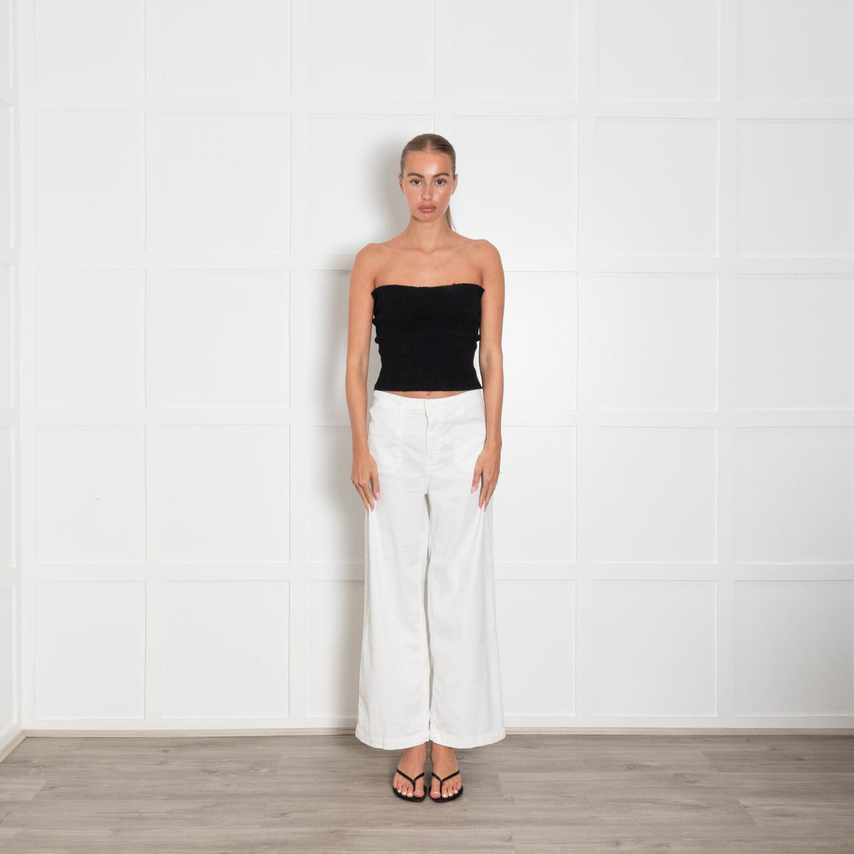 Five White Wide Leg Linen Trousers
