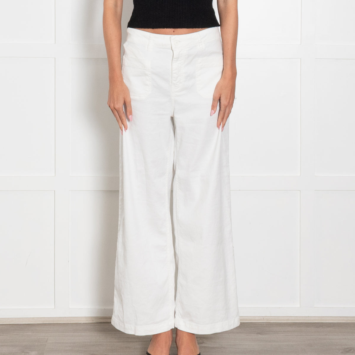 Five White Wide Leg Linen Trousers
