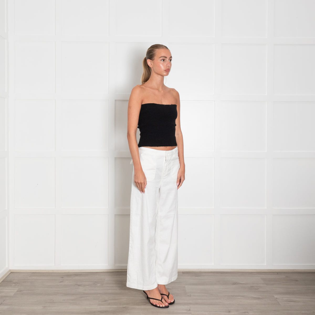 Five White Wide Leg Linen Trousers