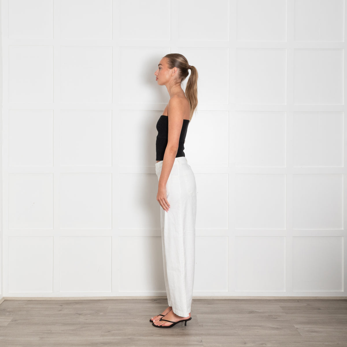Five White Wide Leg Linen Trousers