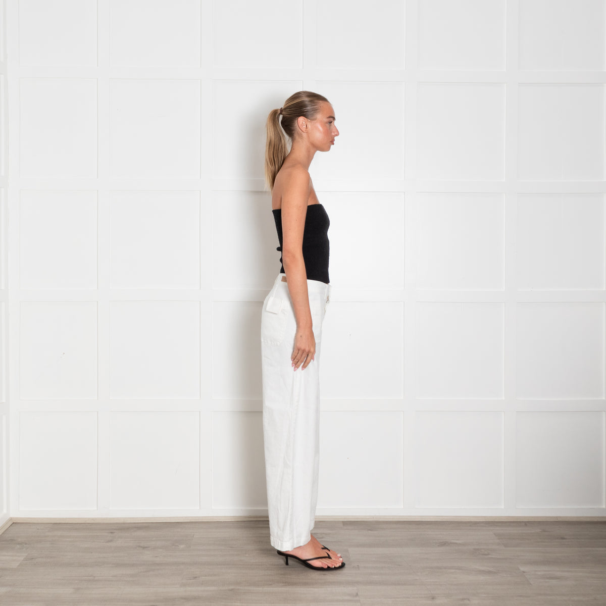 Five White Wide Leg Linen Trousers