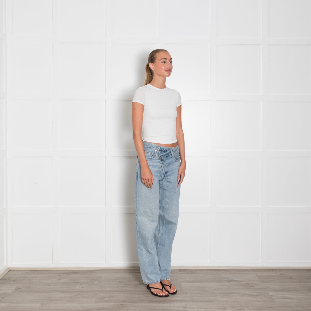 Agolde Pale Wash Criss Cross Jeans