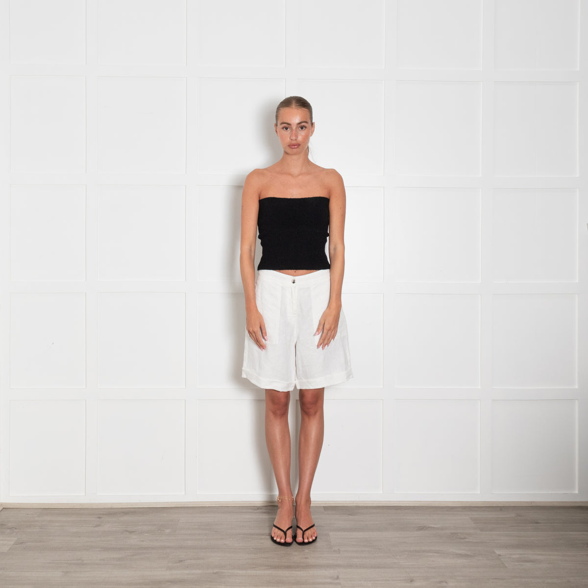 Poetry White Linen Shorts