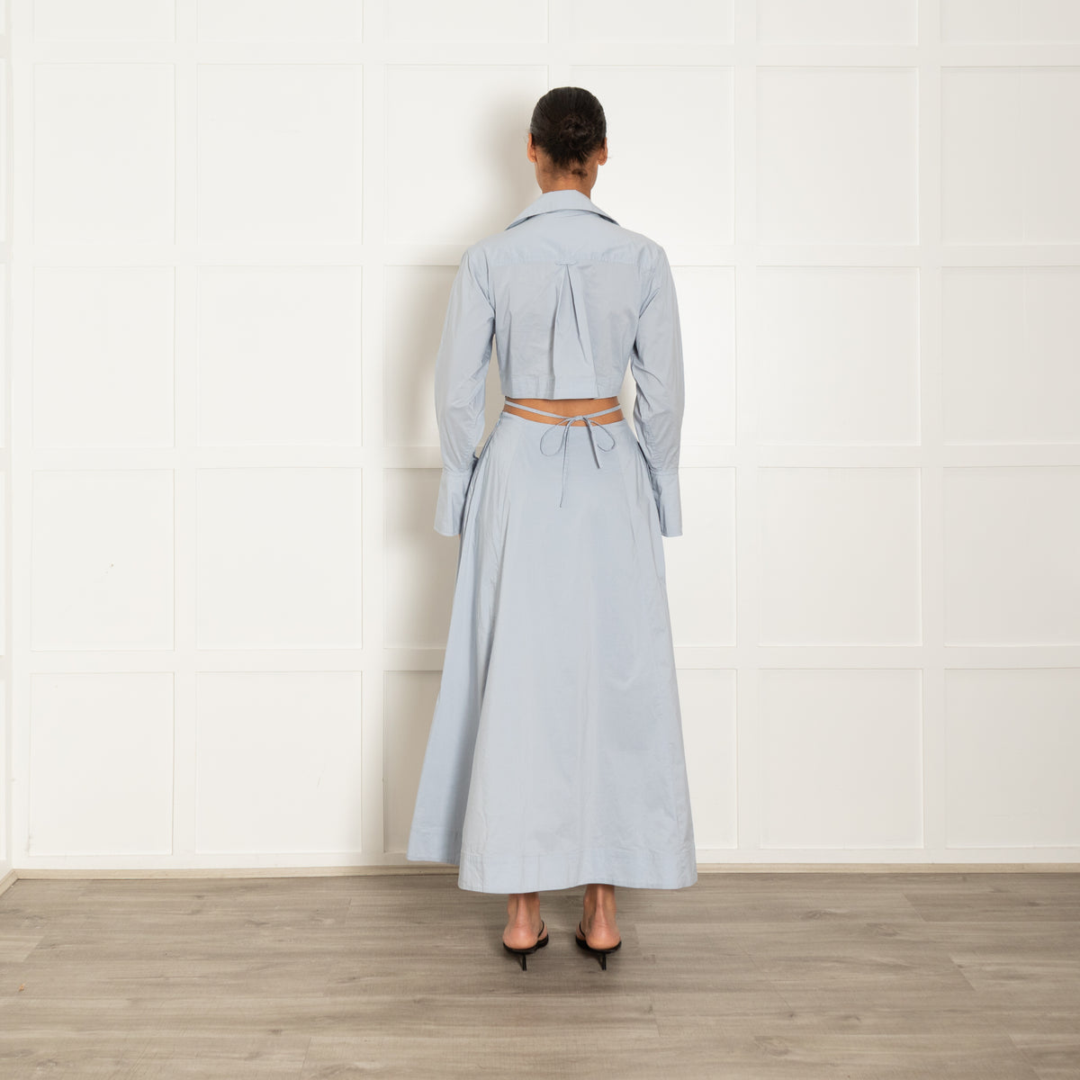 Jonathan Simkhai Ice Blue Cut Out Detail Long Sleeved Maxi Dress