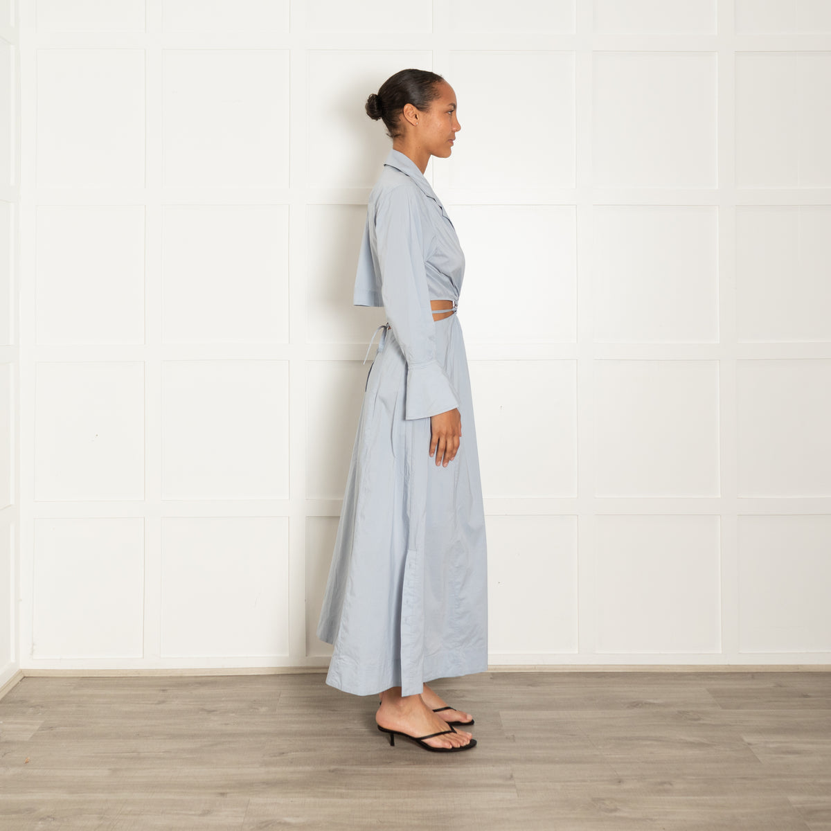 Jonathan Simkhai Ice Blue Cut Out Detail Long Sleeved Maxi Dress