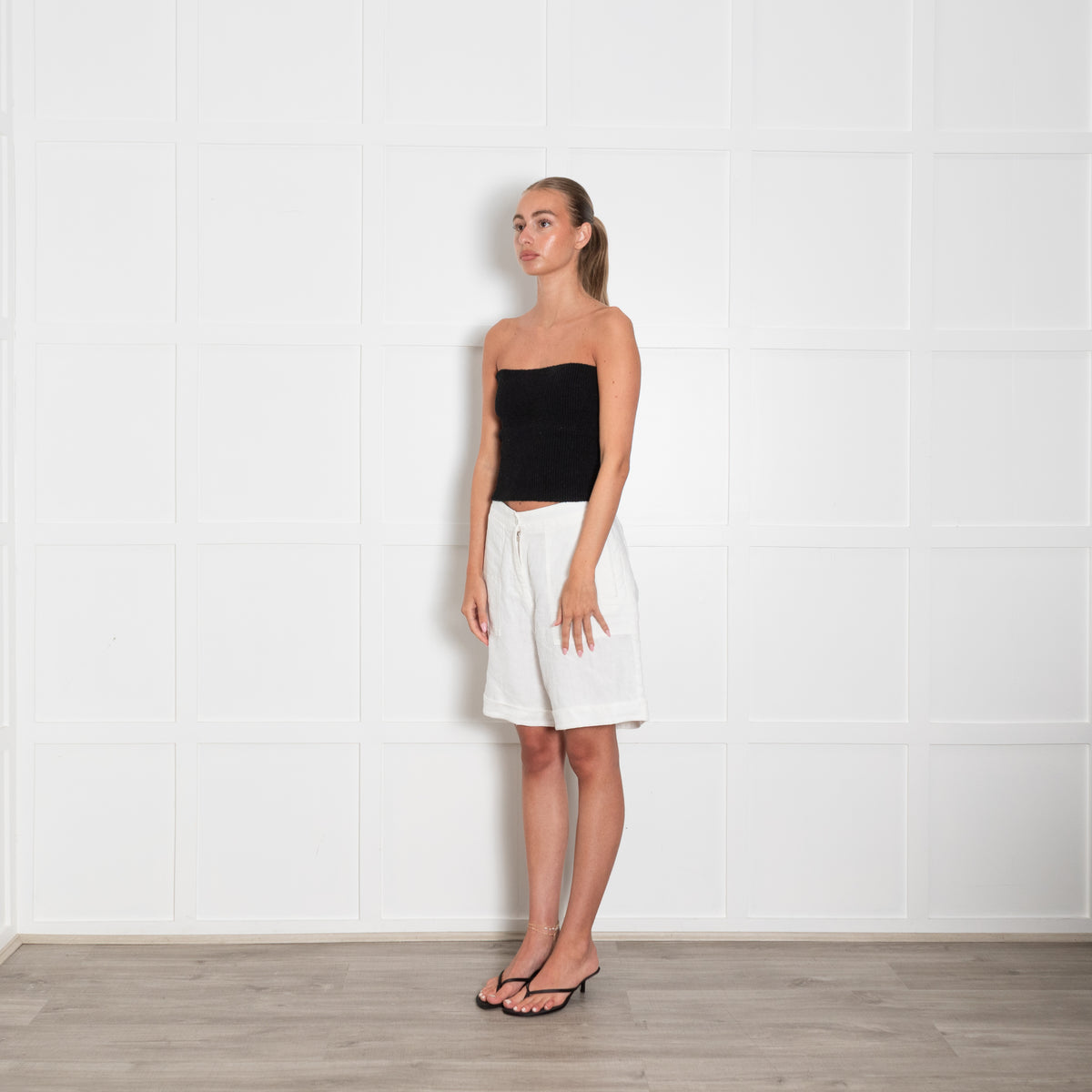 Poetry White Linen Shorts