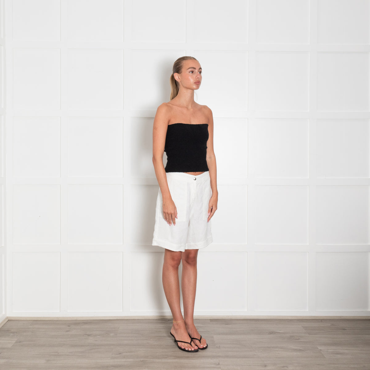 Poetry White Linen Shorts
