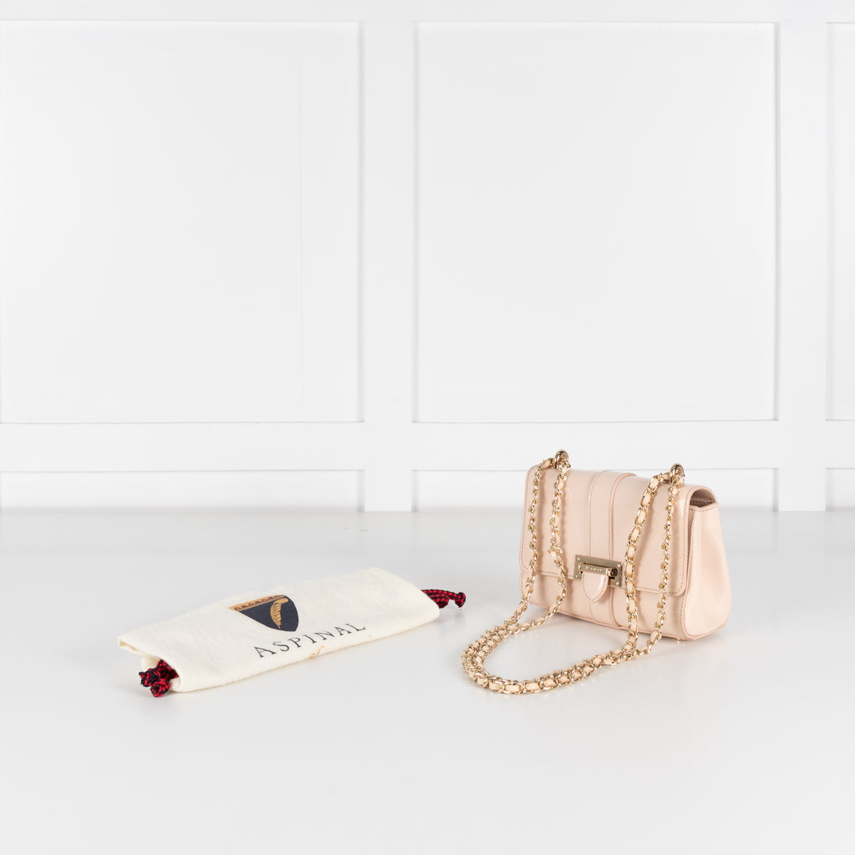 Aspinal of London Beige Patent Leather Lottie Bag