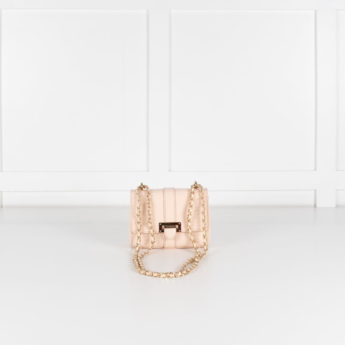 Aspinal of London Beige Patent Leather Lottie Bag