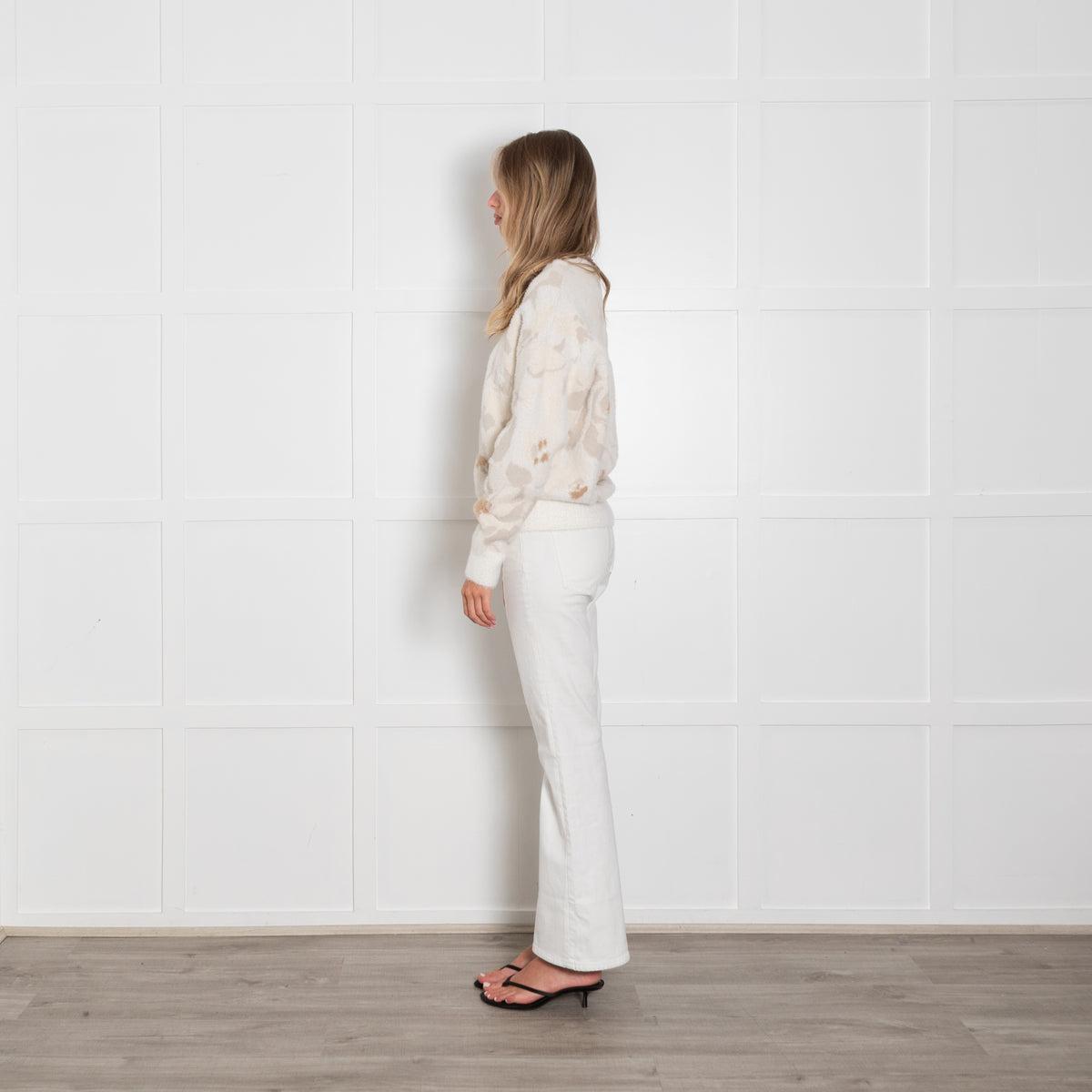 Lacoste Pale Cream Floral Jacquard Jumper