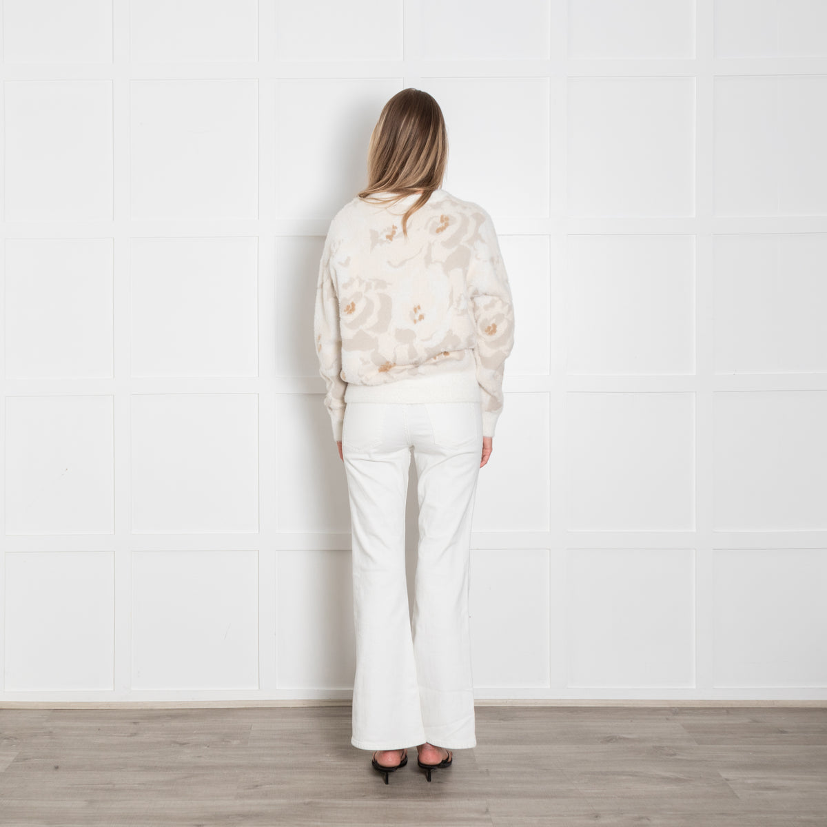 Lacoste Pale Cream Floral Jacquard Jumper