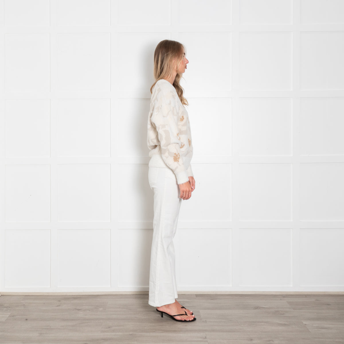Lacoste Pale Cream Floral Jacquard Jumper