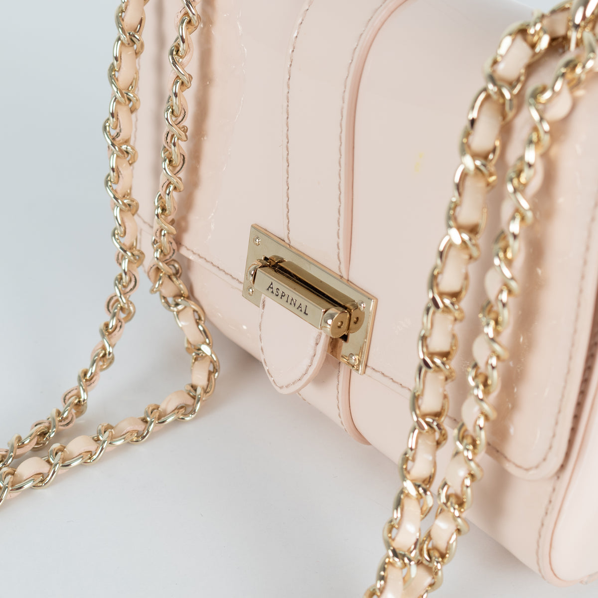 Aspinal of London Beige Patent Leather Lottie Bag