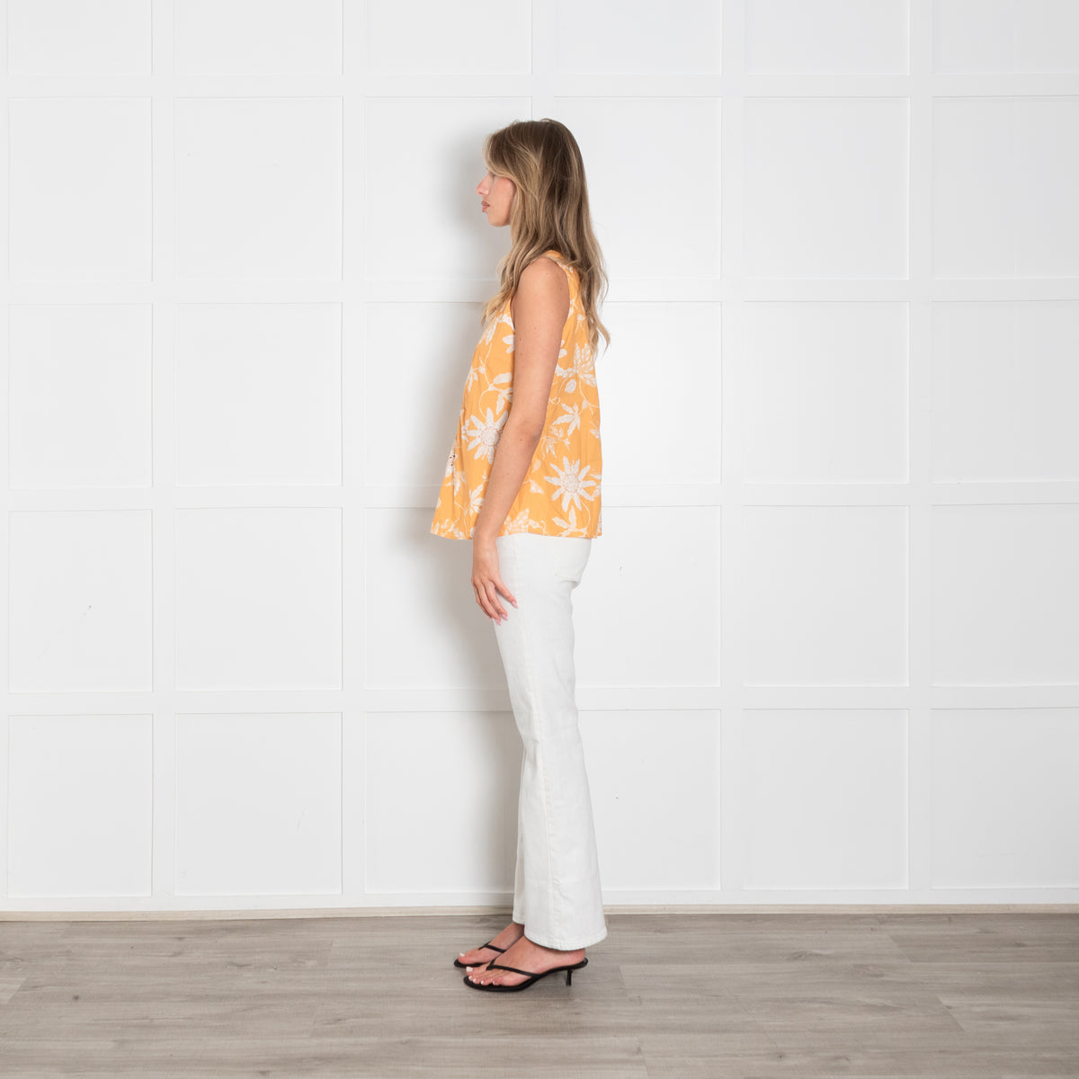 Dorothee Schumacher Shirred Bodice Yellow Floral Cotton Top