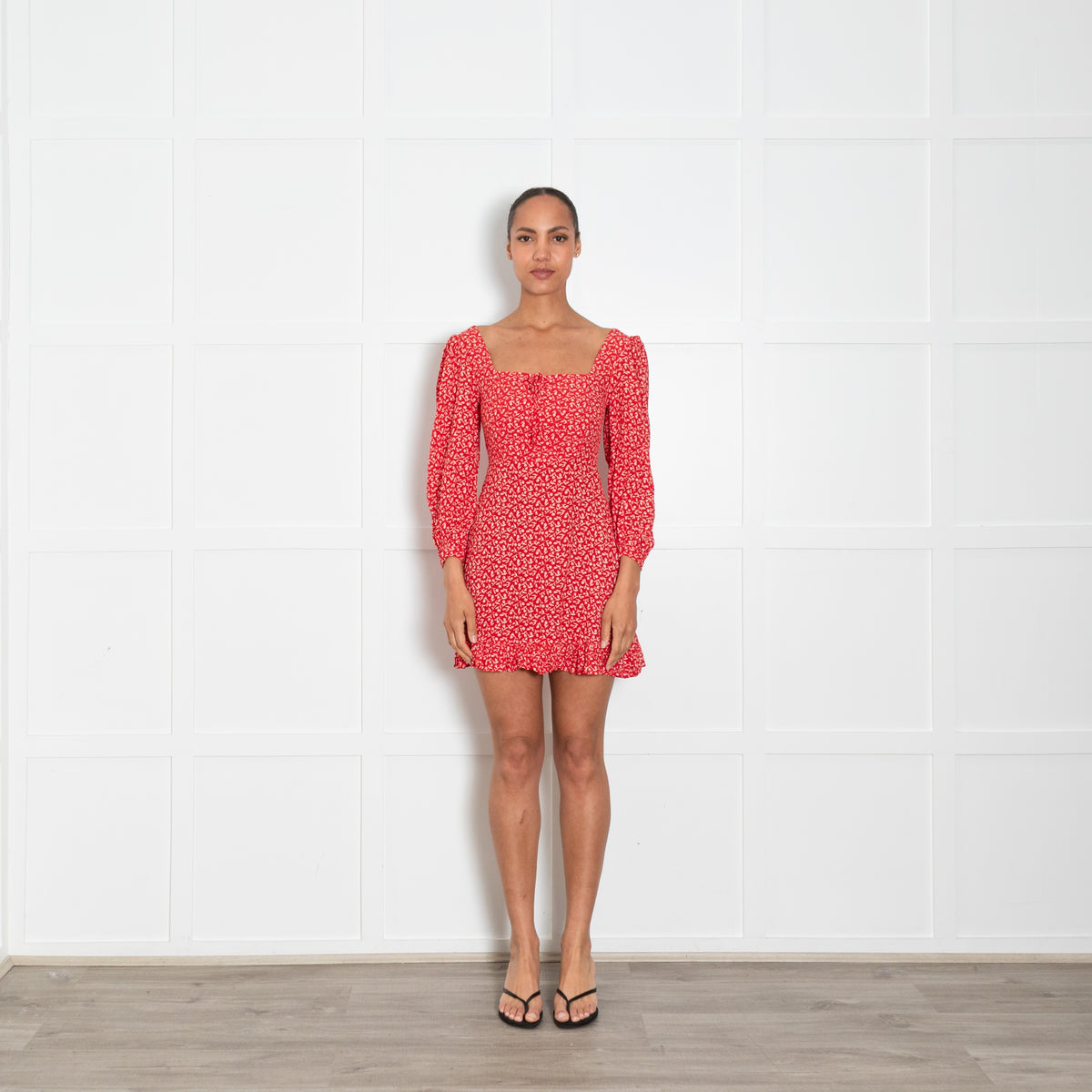Faithfull The Brand Red & White Floral Mini Dress