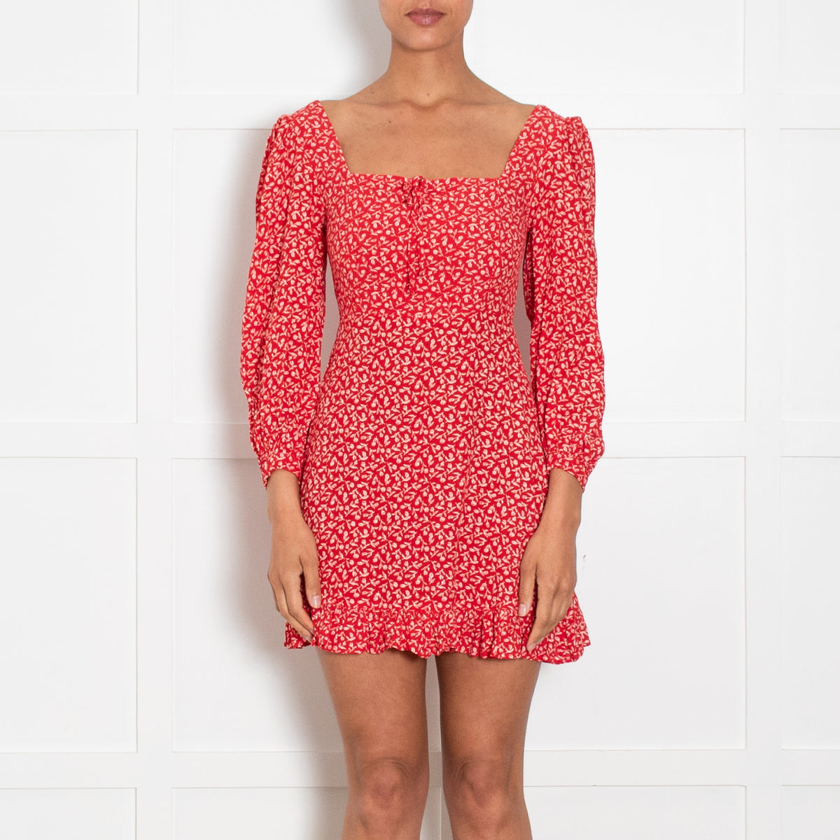 Faithfull The Brand Red & White Floral Mini Dress