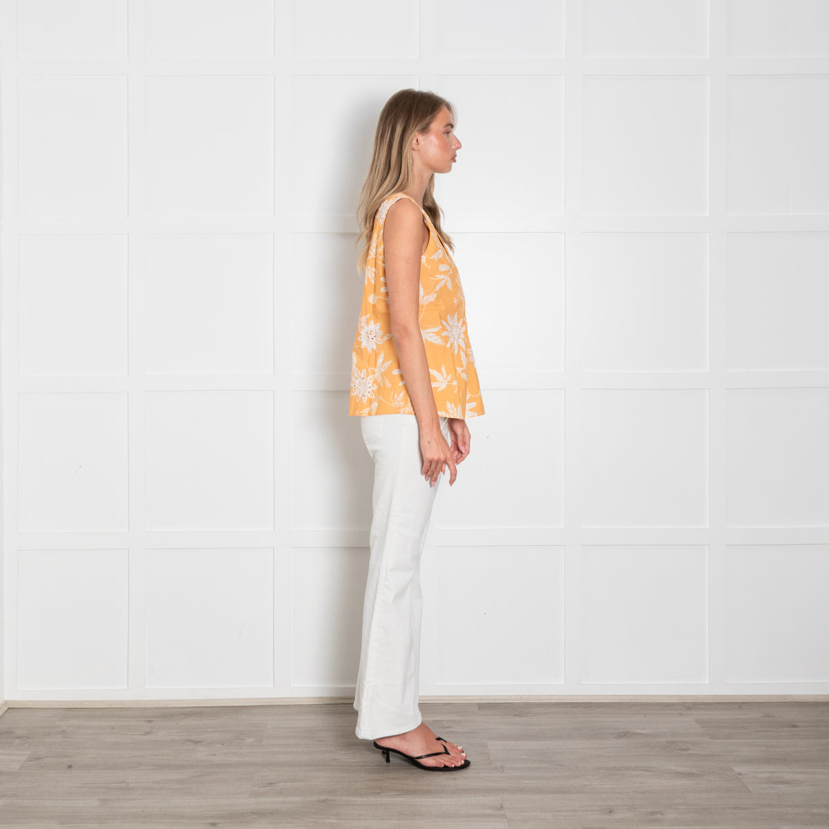 Dorothee Schumacher Shirred Bodice Yellow Floral Cotton Top