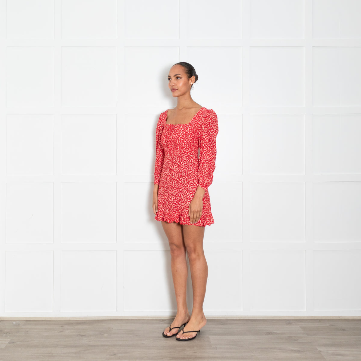 Faithfull The Brand Red & White Floral Mini Dress