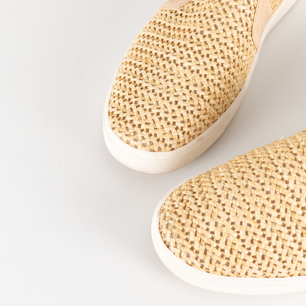Vince Beige Blair Raffia Slip On Shoes