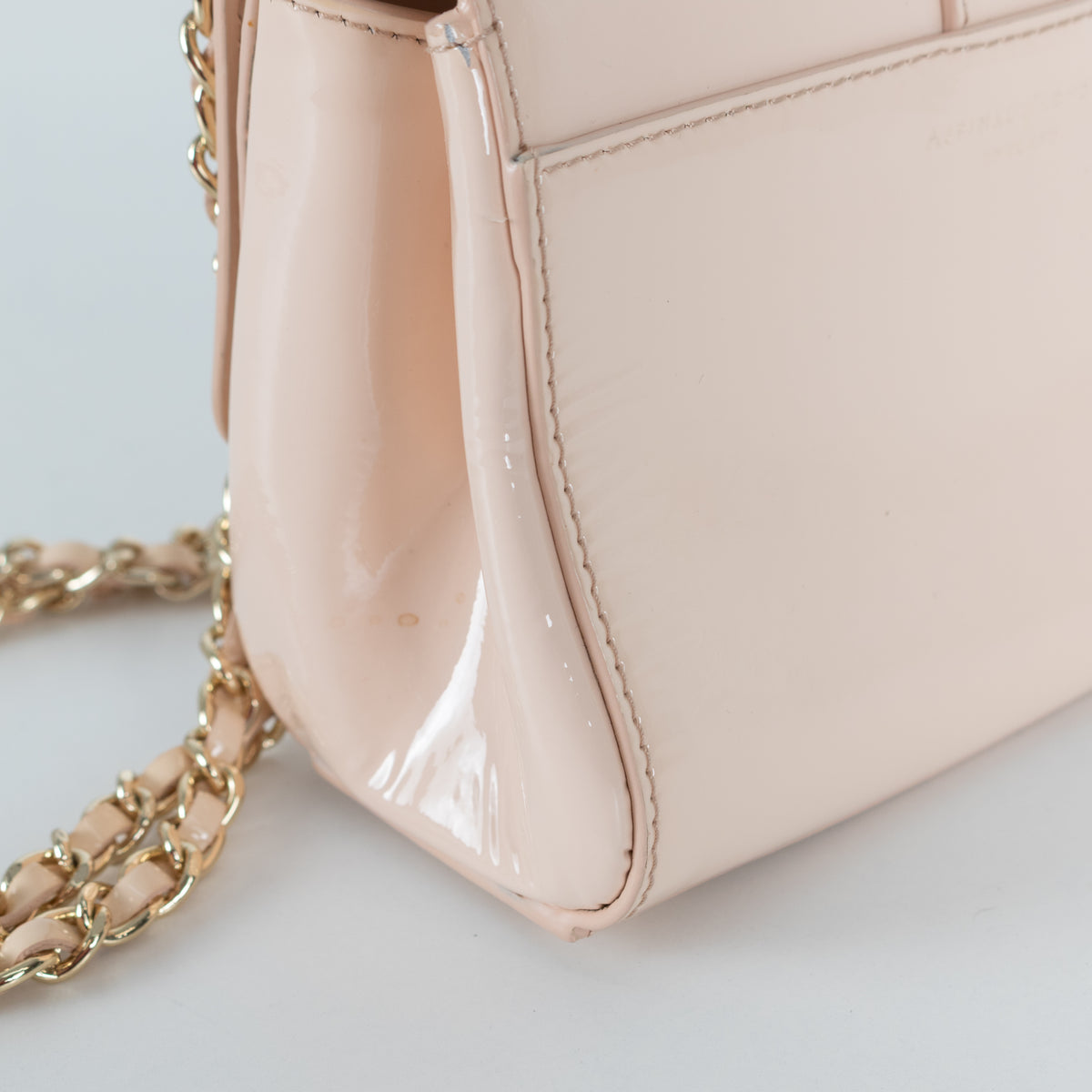 Aspinal of London Beige Patent Leather Lottie Bag