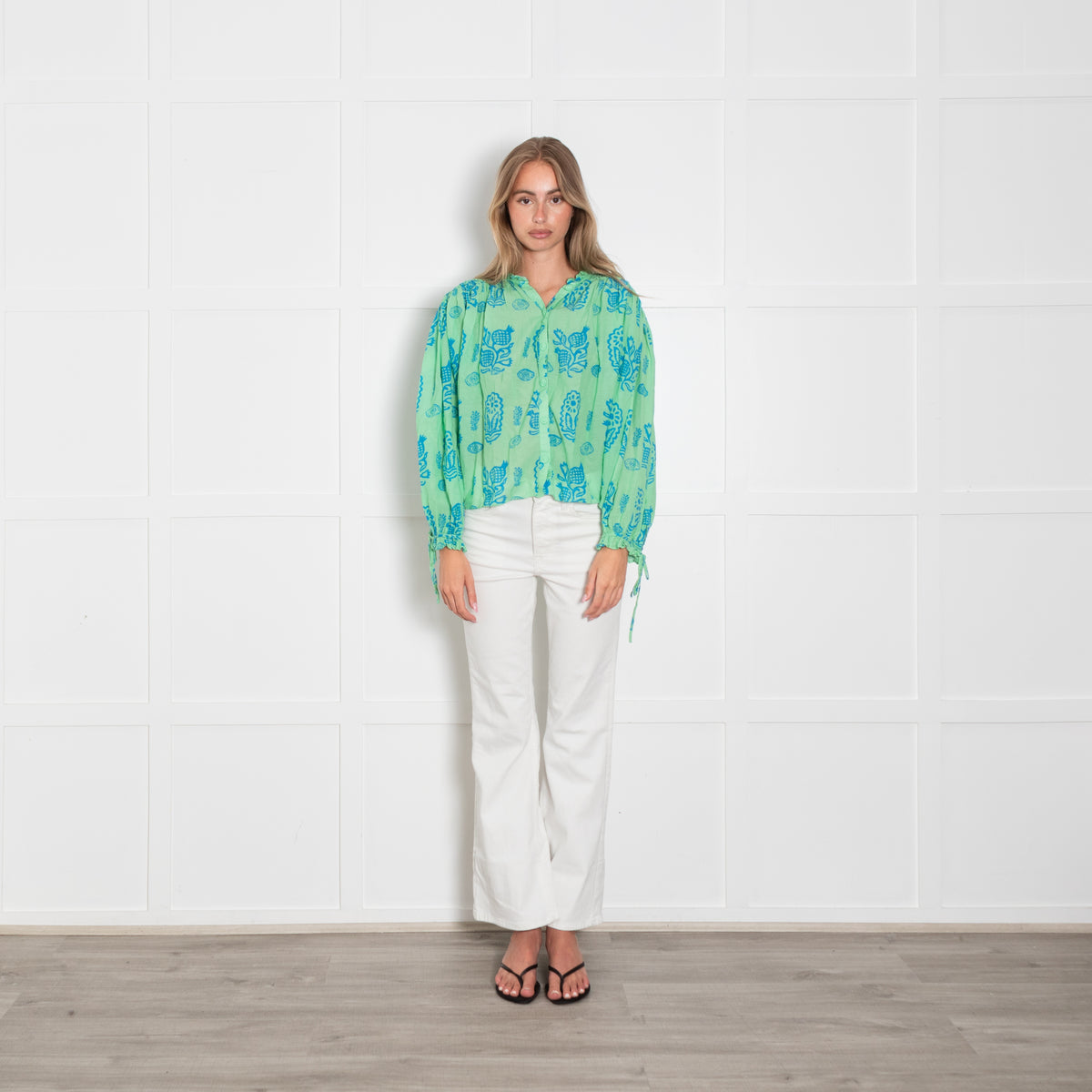 Rhode Green And Blue Print Top