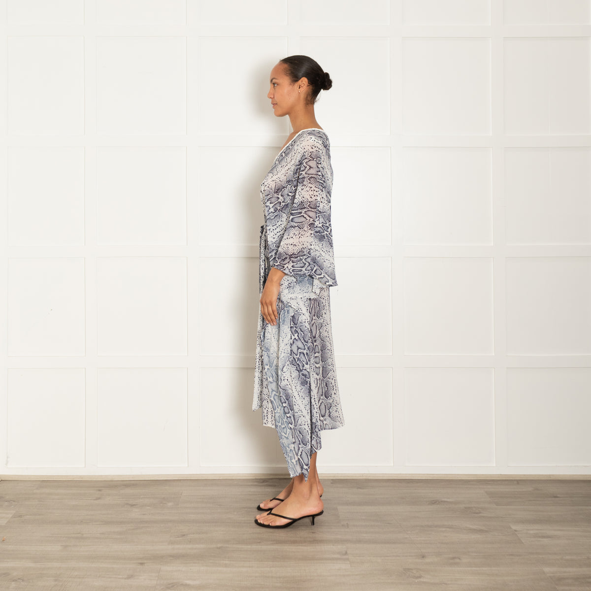 Heidi Klein Grey Snakeprint Belted Kaftan
