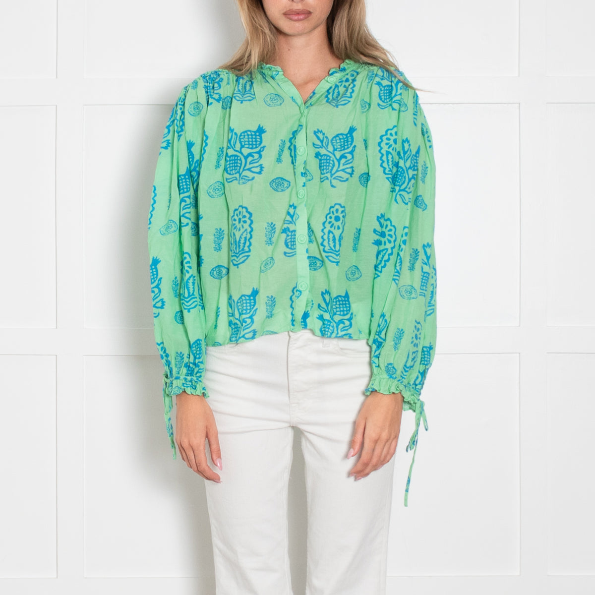 Rhode Green And Blue Print Top