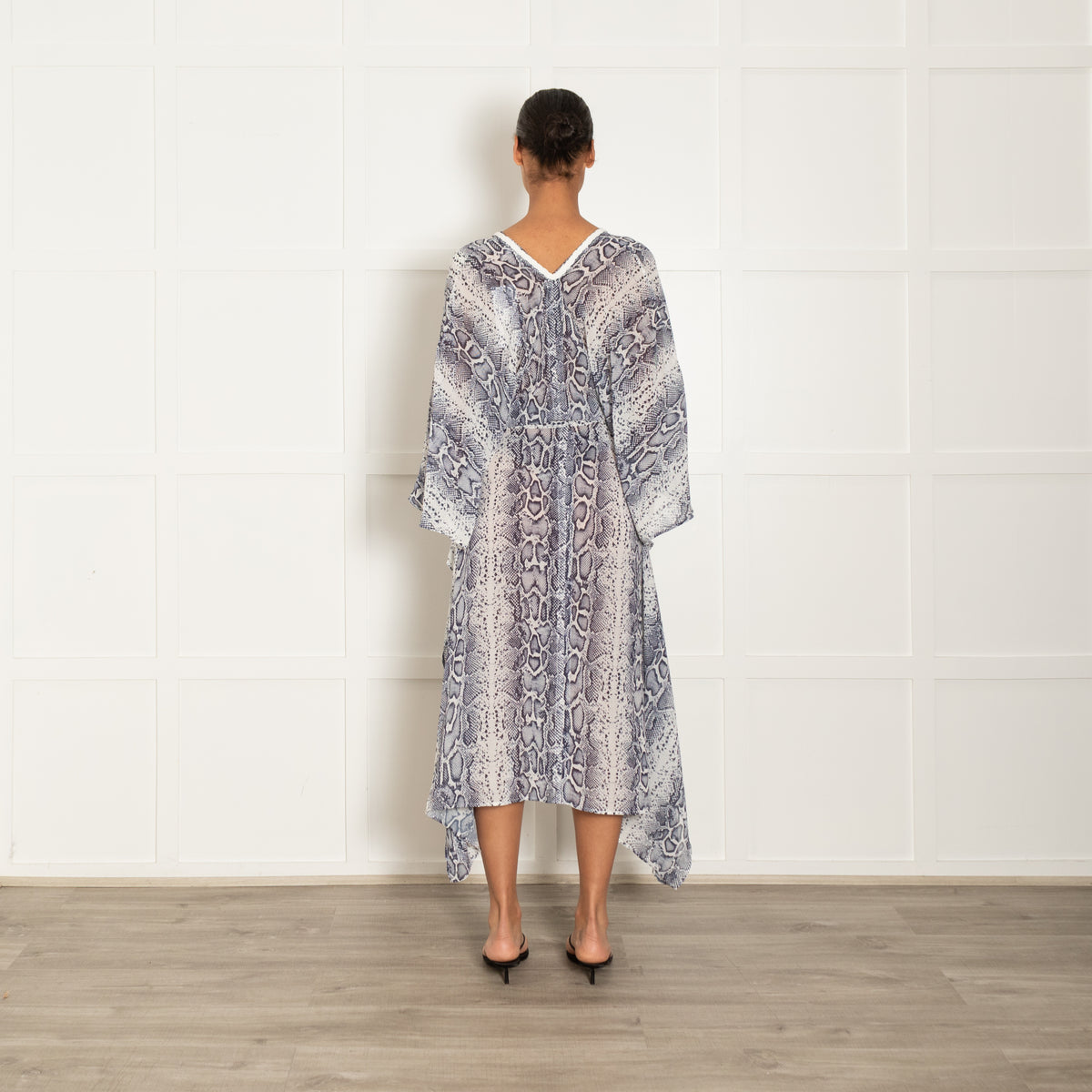 Heidi Klein Grey Snakeprint Belted Kaftan