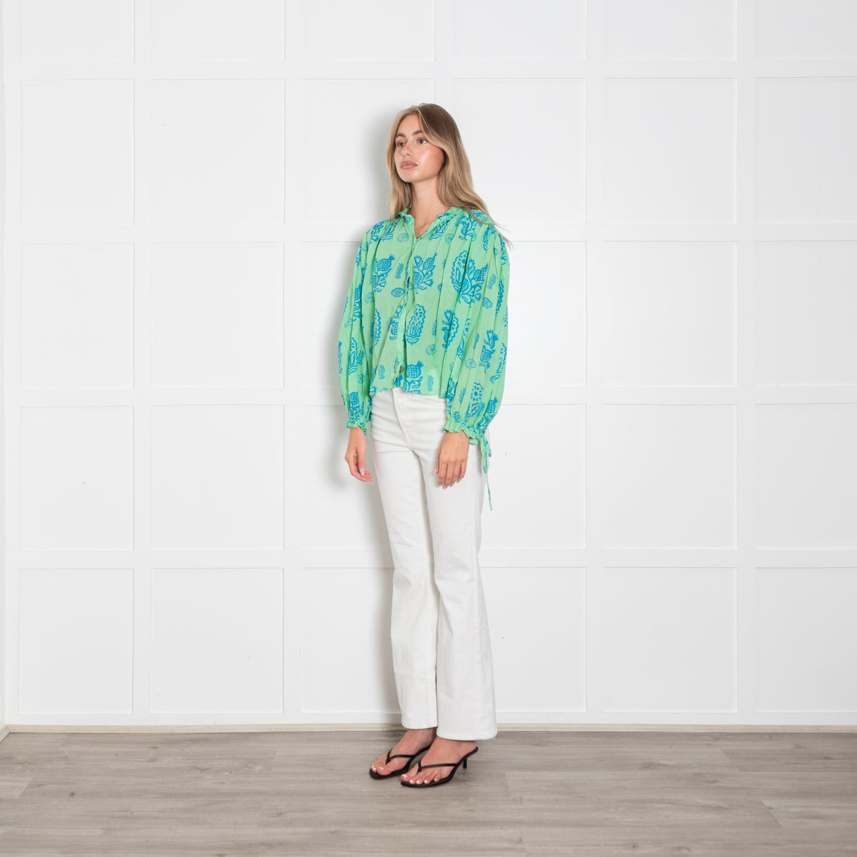 Rhode Green And Blue Print Top
