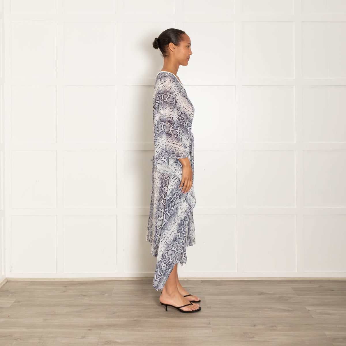 Heidi Klein Grey Snakeprint Belted Kaftan