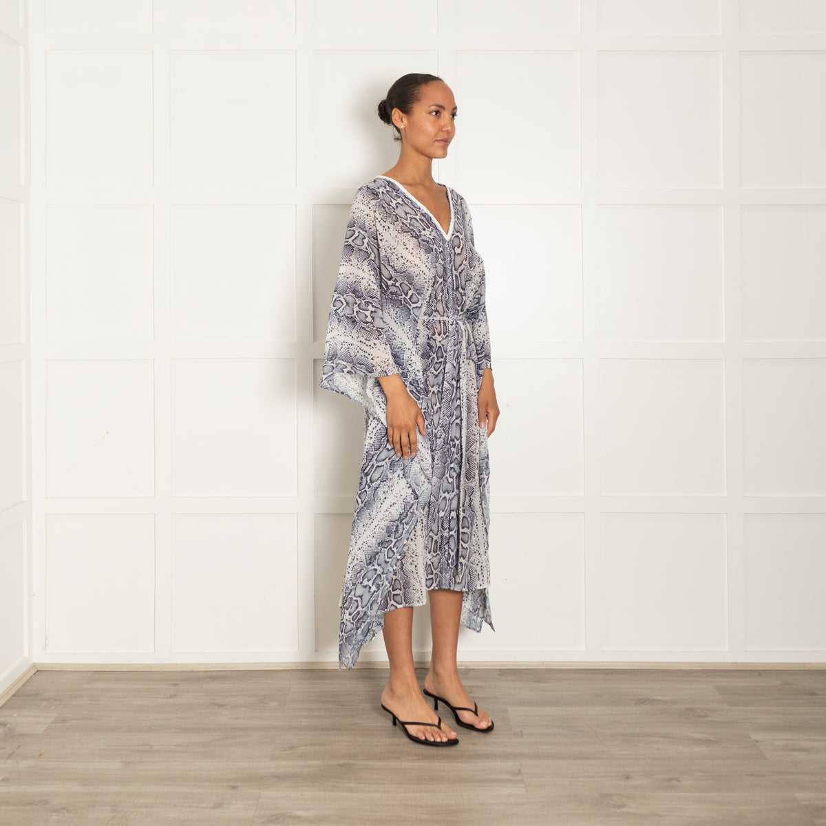Heidi Klein Grey Snakeprint Belted Kaftan