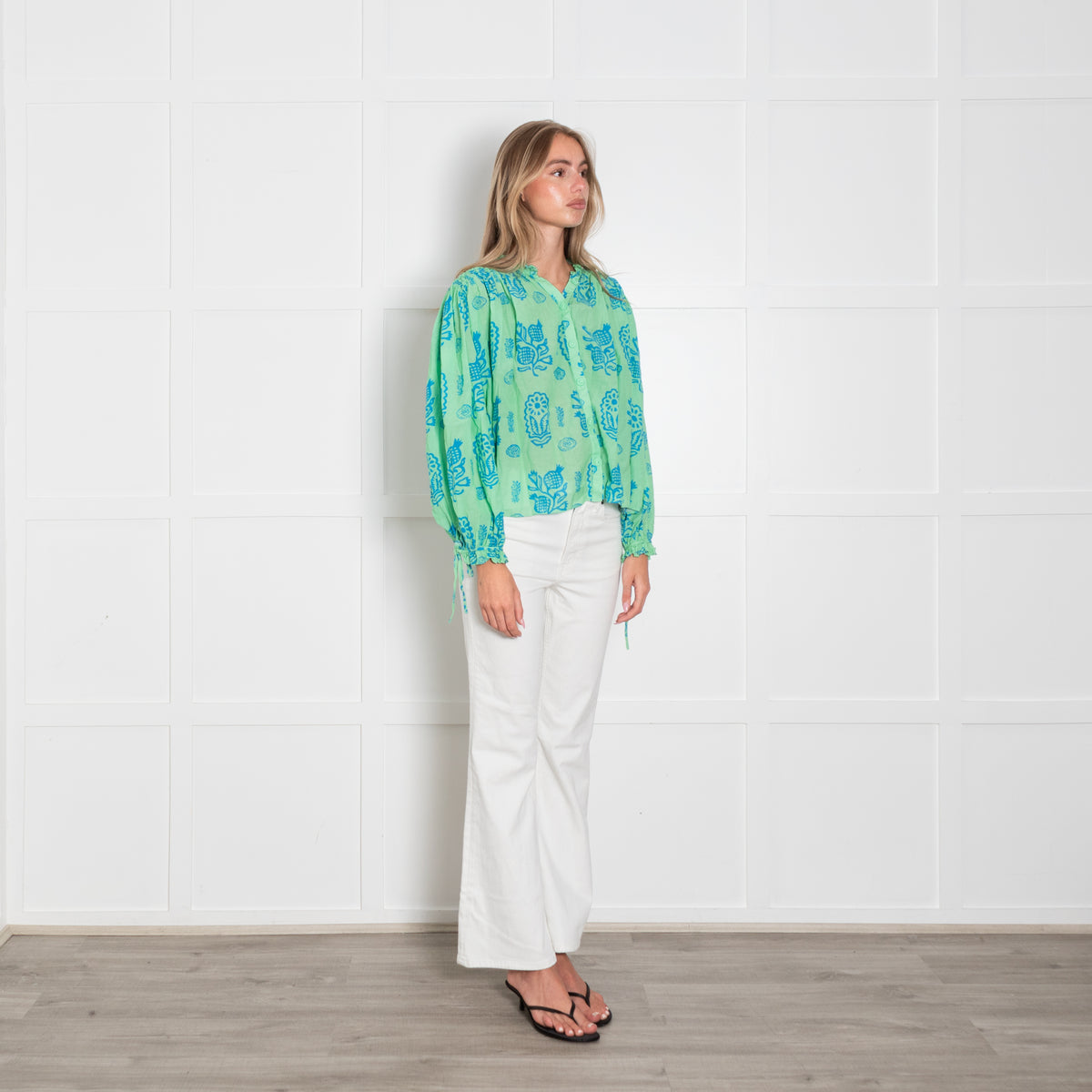 Rhode Green And Blue Print Top