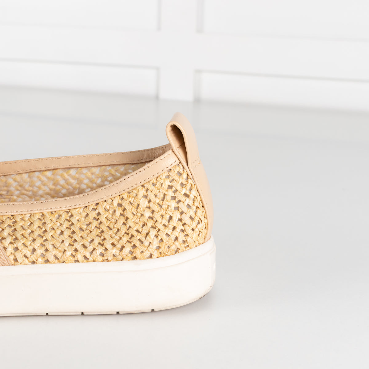 Vince Beige Blair Raffia Slip On Shoes