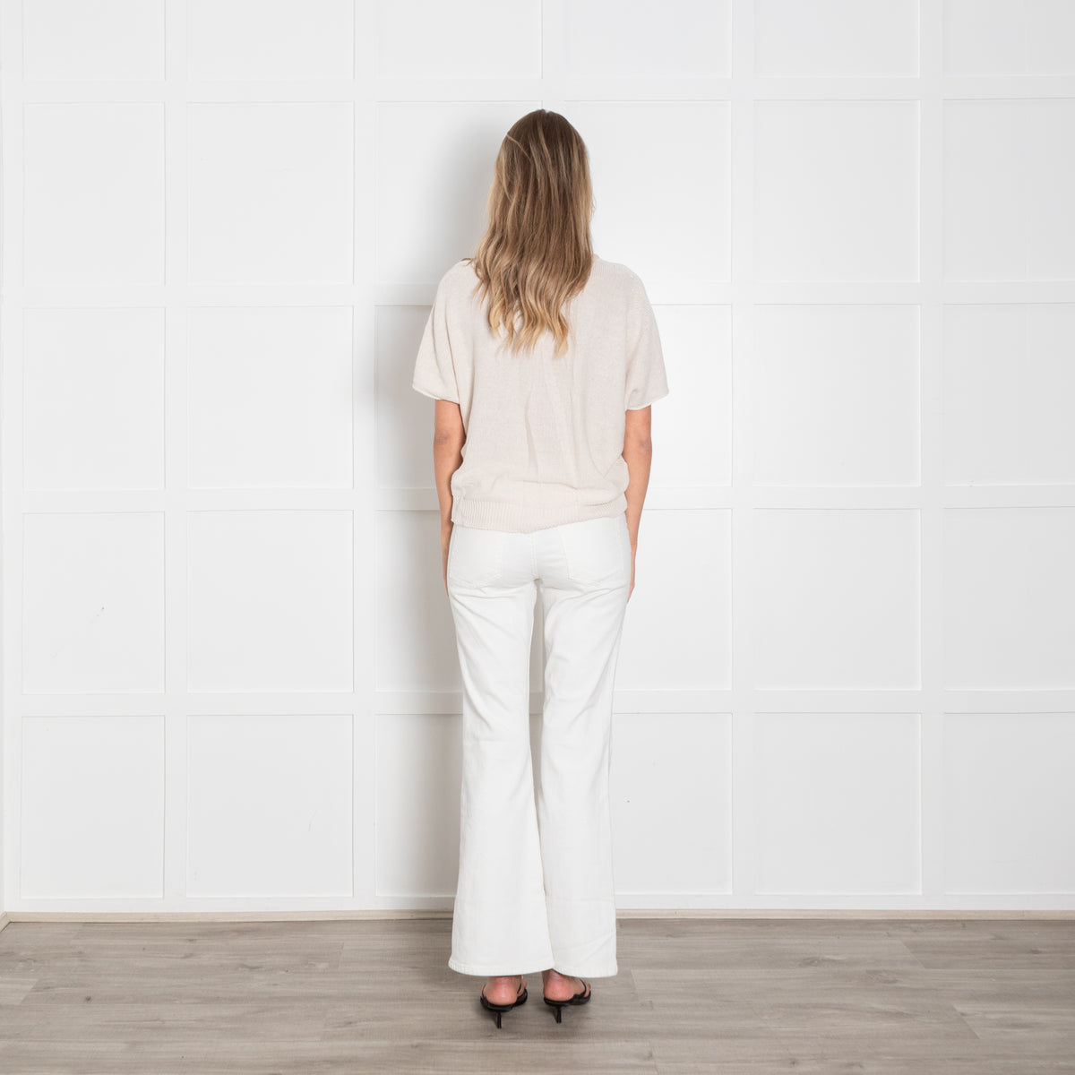 Le Tricot Perugia Natural Knit Top With Silver Thread