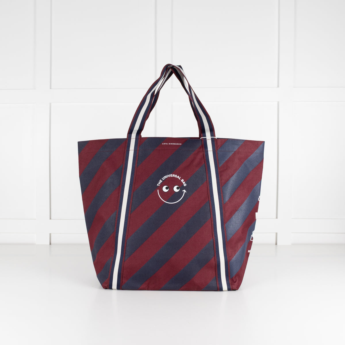 Anya Hindmarch Universal (Tuck Shop) Large Stripe Burgundy Blue Tote