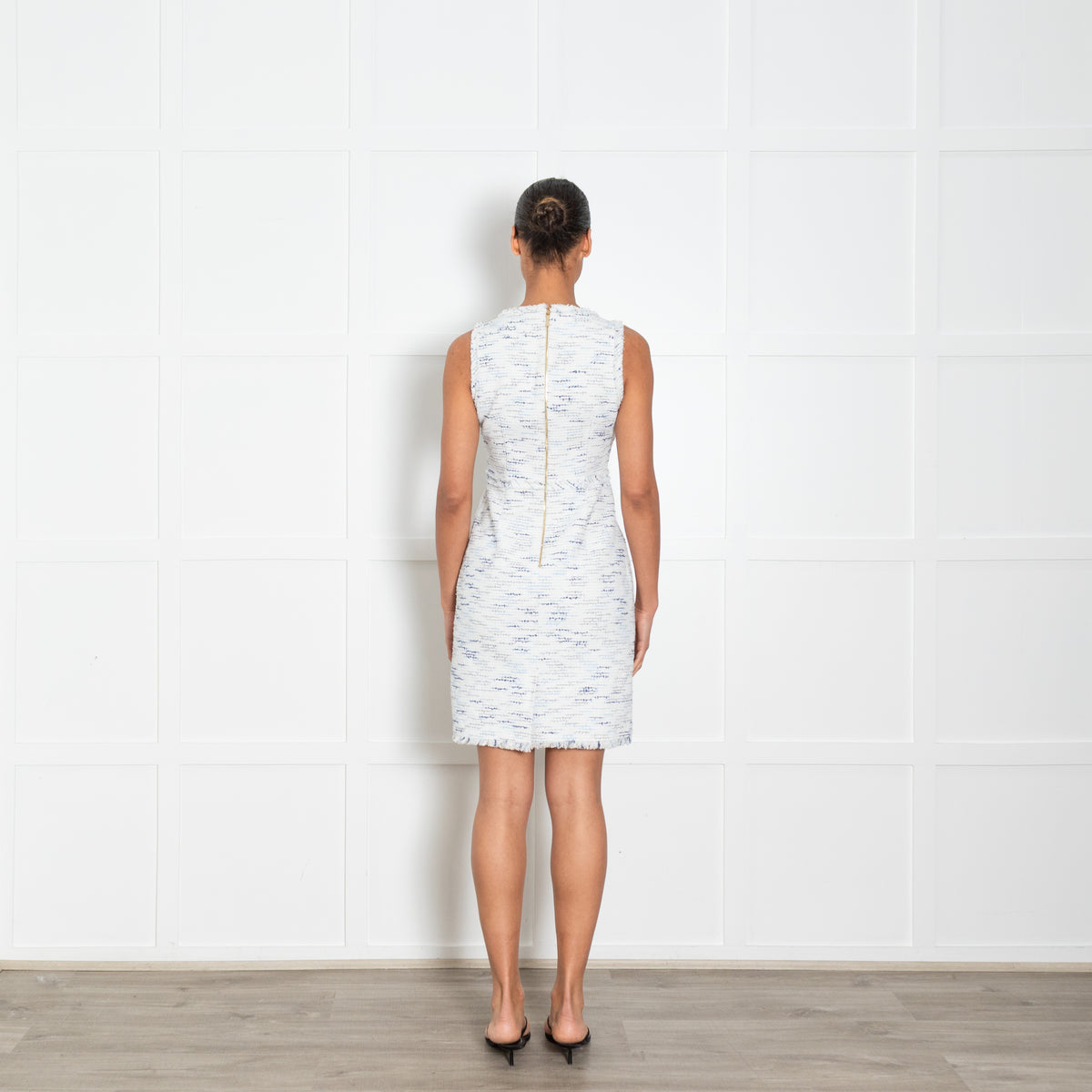 Kate Spade White Blue  Tweed Sleeveless Dress