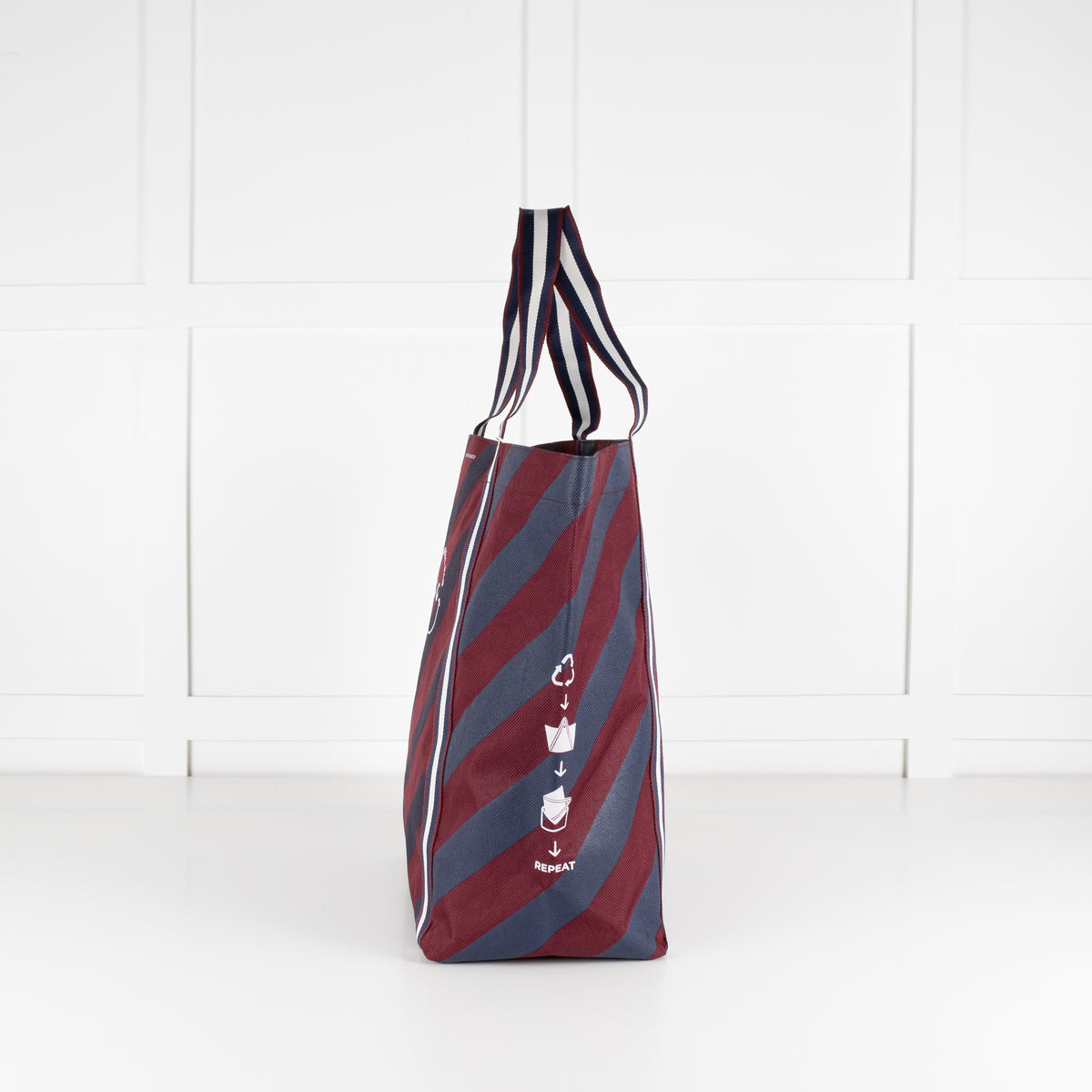 Anya Hindmarch Universal (Tuck Shop) Large Stripe Burgundy Blue Tote