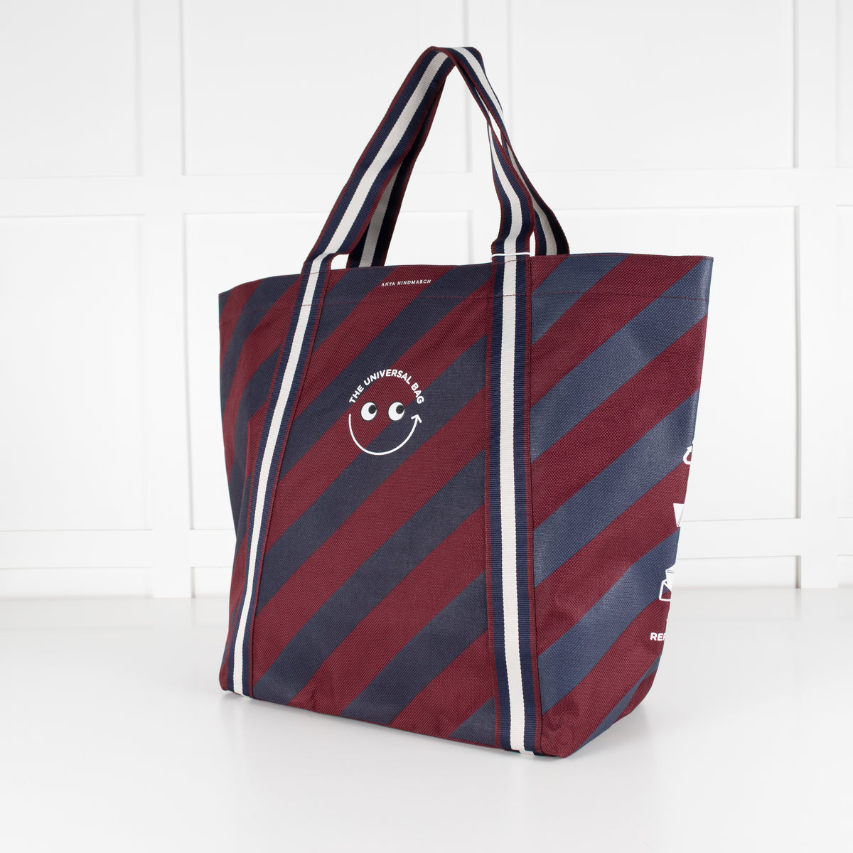 Anya Hindmarch Universal (Tuck Shop) Large Stripe Burgundy Blue Tote