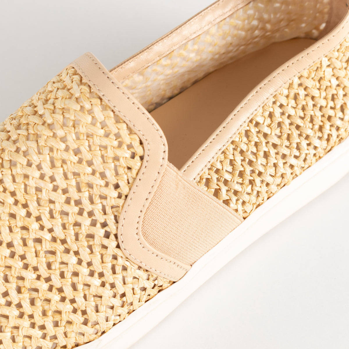Vince Beige Blair Raffia Slip On Shoes