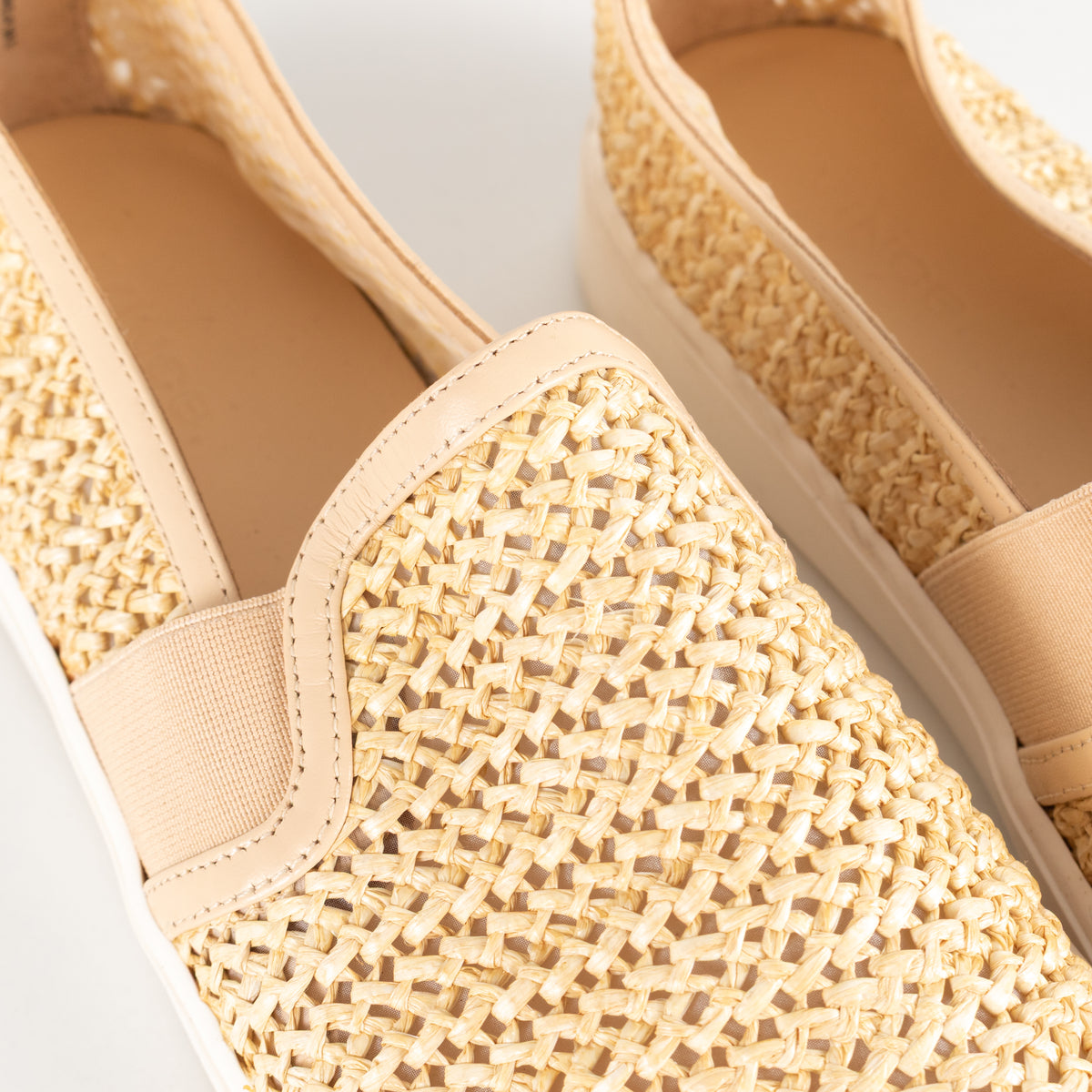 Vince Beige Blair Raffia Slip On Shoes