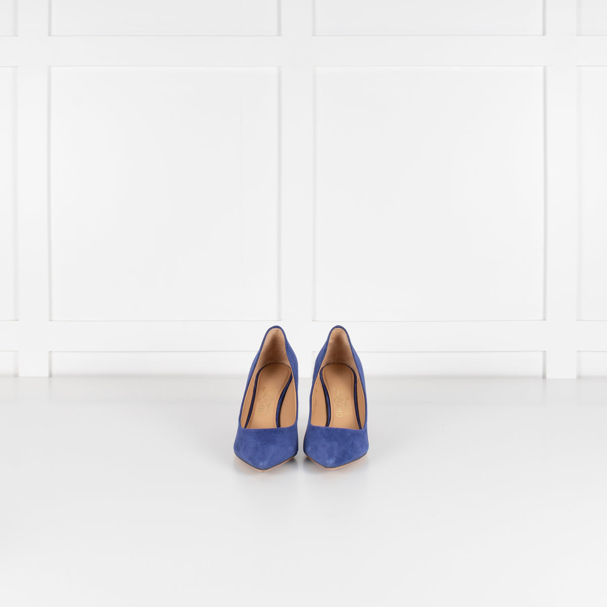 Salvatore Ferragamo Blue Suede Pointed Court Shoe