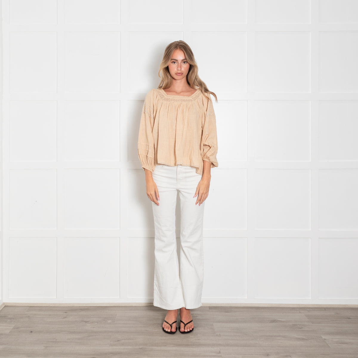 Scarlett Poppies Peachy Beige Beaded Top
